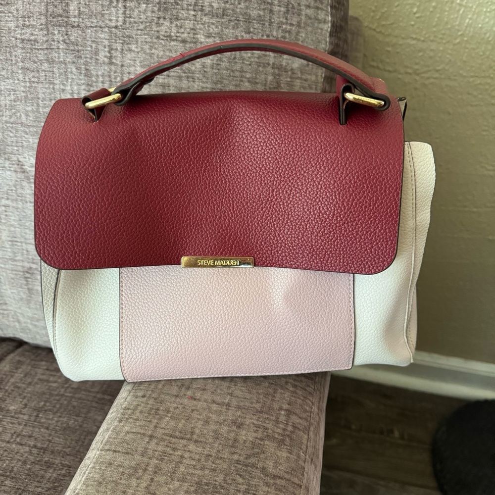 Steve Madden Colorblock Top-Handle Satchel in Red, Pink & White